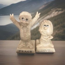 Vtg 1970 Russ Wallace Berrie & Co. Figurine I Love You So Much It Hurts-PEACE