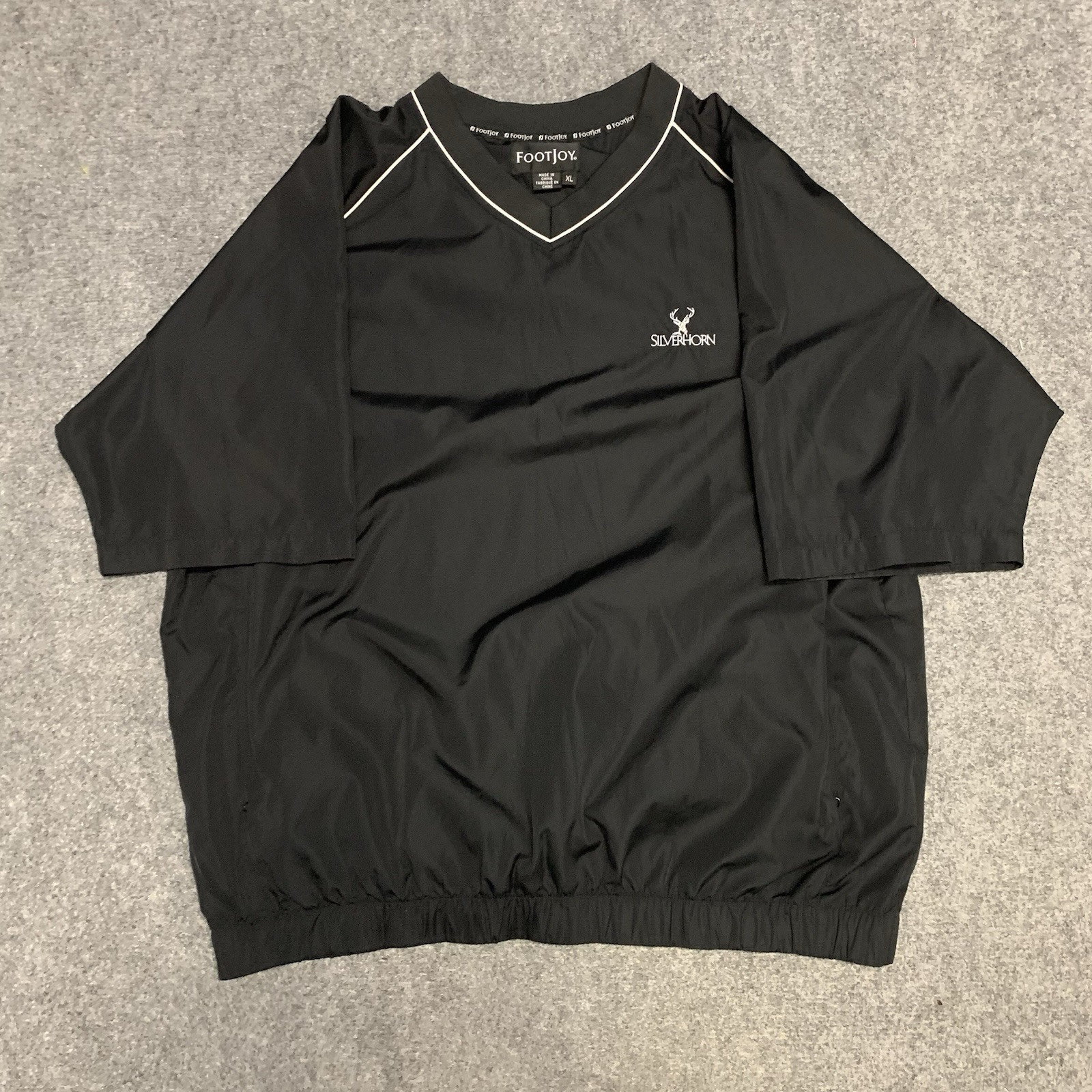 Footjoy Mens XL Wind Shirt Short Sleeve V Neck Polyester Golf Lightweight Black