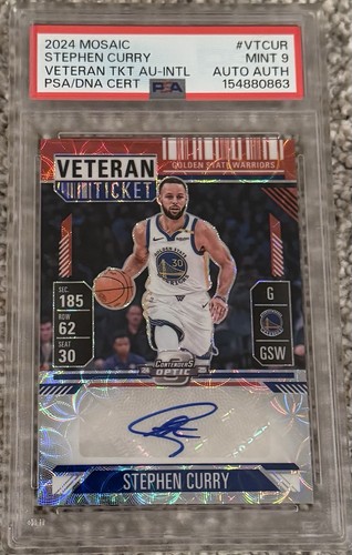2024-25 Mosaic Stephen Curry Contenders Optic Veteran Ticket International PSA 9