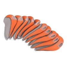 10Pcs Golf Club Iron Head Covers with Visible Window Protector Gray Orange