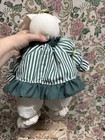ANCO 1983 Vintage White Rabbit Stuffed Animal Plush Green Striped Dress — photo 4