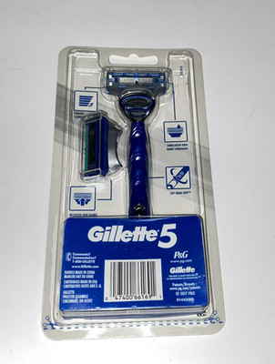 Gillette 5, Manche Aqua-Grip Handle, 2 5 Blade Cartridges, 1 Razor, Blue