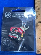NHL Hockey Calgary Flames Logo Zamboni Harvey Mascot the Hound Lapel Pin