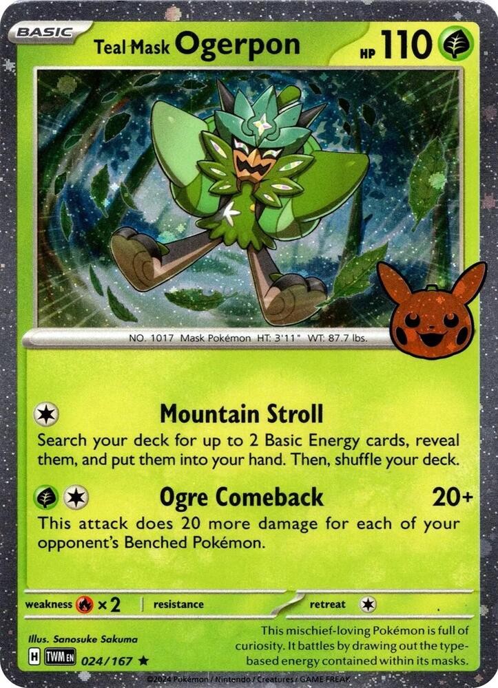 Pokemon Teal Mask Ogerpon (PP) (24/292) Twilight Masquerade LP HOLO- Cosmos