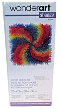 Wonderart Latch Hook Kit Shaggy Rainbow Pinwheel NIB Sealed USA 12" X 12"
