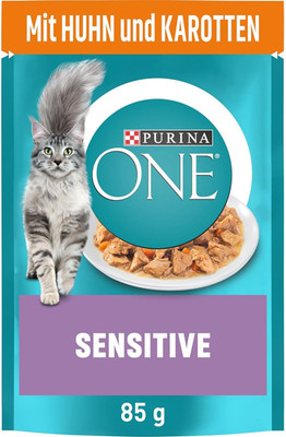PURINA ONE Sensitive Katzenfutter Nass, Zarte Stückchen in Sauce Mit Huhn, 26Er 