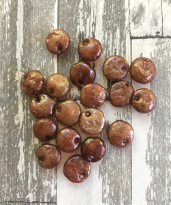 Vintage Iridescent Copper Brown Round Puffy Beads - 10 pcs.