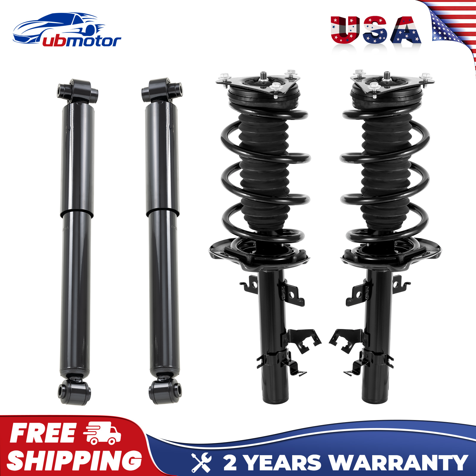 4x Front & Rear Shock Struts Assy For 2014-2017 Nissan Rogue 2017-20 Rogue Sport