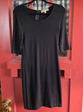 Philosophy Black Short Sleeve Midi Dress Rear Zip Sz S Great Little Black Dress
