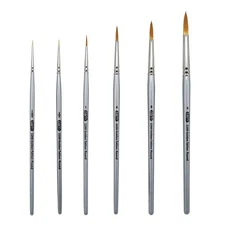 Zem Brush Golden Taklon Short Handle Detail and Rounds Artist Brush Set Sizes 10