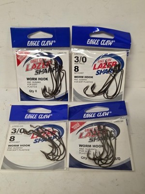 Eagle Claw Lazer Sharp Size 3/0 Worm Hook Lot