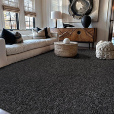 Modern Textured Power Loomed Area Rug Non-slip Dark Gray 66 X 9