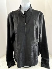 Spyder Active Black Jacquard Camo Print 1/4 Zip Mock Neck Women  s Large