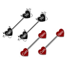 VERAMI 14G 16G Bat Devil Heart Nipple Rings Stainless Steel Heart Nipple Barb...