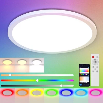 30W Bluetooth LED Deckenleuchte RGBCW Farbwechsel Ultraschlanke Wohnzimmerlampe - Bild 1 von 4