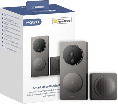 Aqara Video Doorbell G4 (Chime Included), 1080p FHD HomeKit Shadow Gray