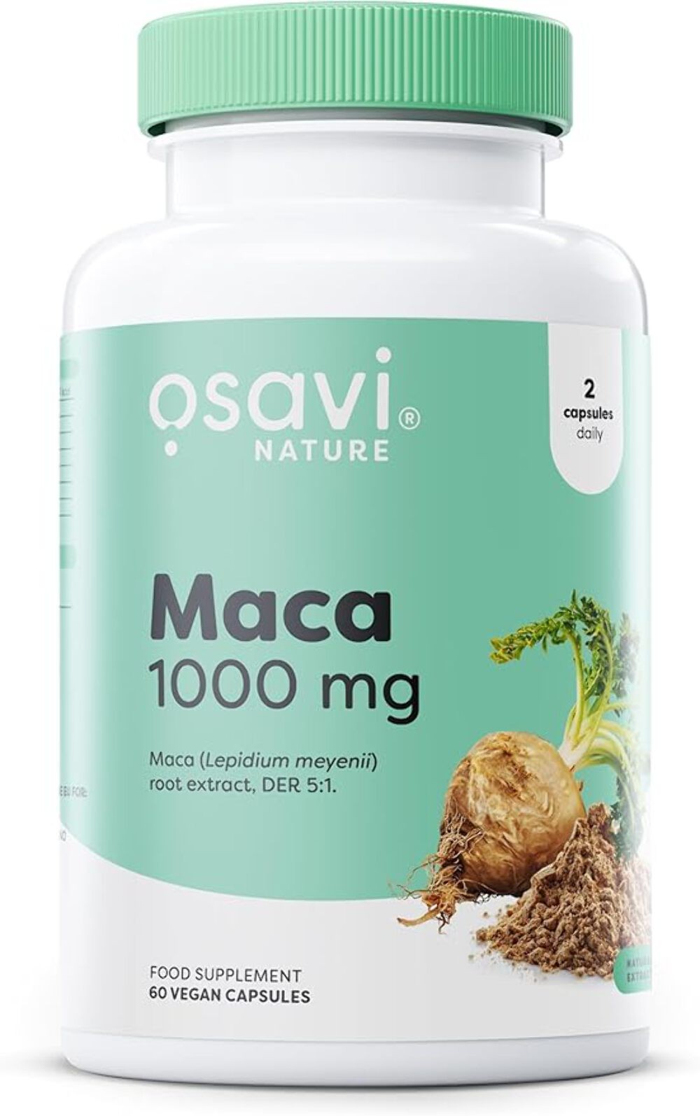 Osavi Maca Root Extract 1000mg - Peruvian-Grown - 60 Vegan Capsules