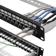 Patch Panel 24 Port Cat6A with Inline Keystone 10G Support, Coupler Patch Panel
