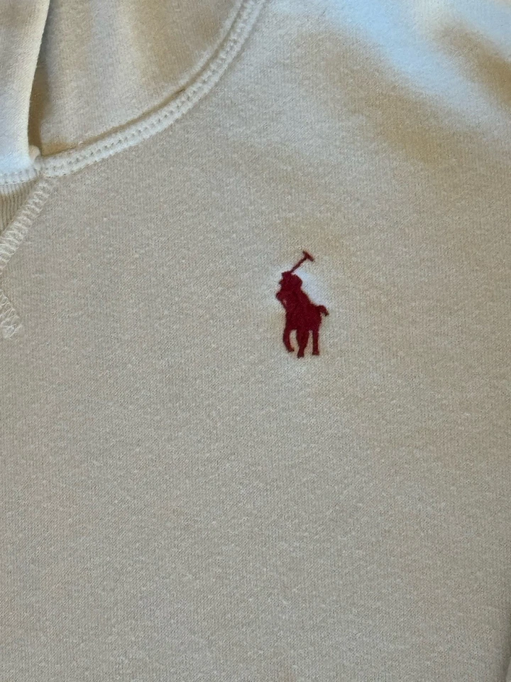 Ralph Lauren Niñas Talla 6 Crema Pullover Clásico Sudadera con Capucha Rojo Pony Logo Foto 2 de 4
