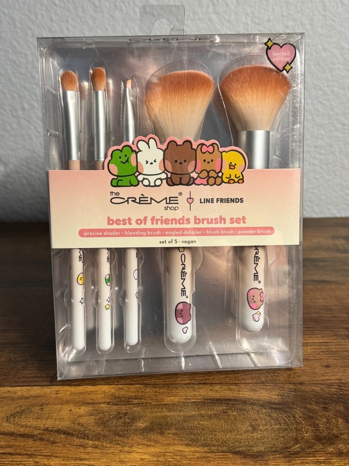 The Crème Shop x LINE FRIENDS Vegan Limited Edition Brush Set 5pc White/Pink