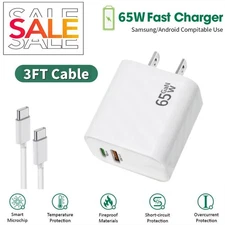 3FT Charger Cable Type c&65W Super Fast Wall Adapter For Samsung Galaxy S23 S22