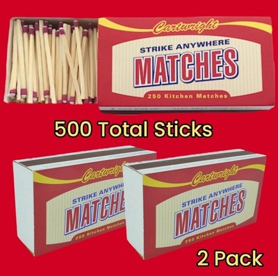 Cartwright Strike Anywhere Matches (2x - 250 per Box) (500 Total Sticks) New! 