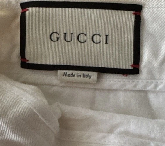 Pantalones Cortos GUCCI con Certificado de Autenticidad Para Mujer Blanco Fresco Algodón Rojo Azul Marino Tiras Laterales Jp 50 EE. UU. 17,5 pulgadas Foto 4 de 4
