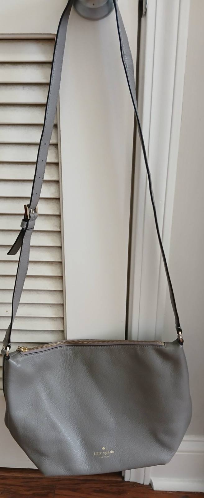 Kate Spade New York Gray Pebbled Crossbody Bag Purse  100% Cow Leather Tassel thumbnail 2