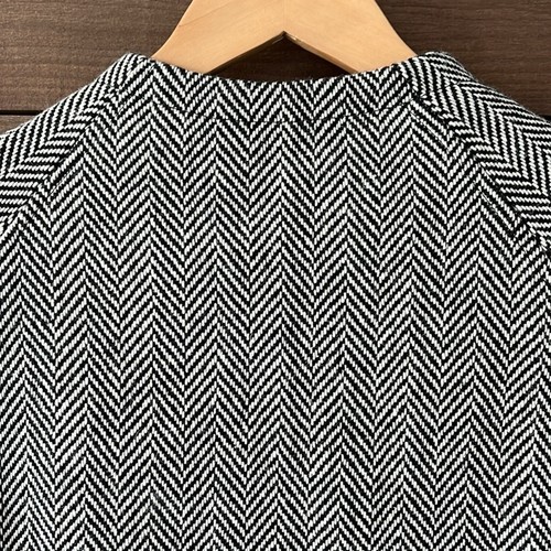 J. Peterman Women's Black White Chevron Button Overcoat - Picture 8 of 10