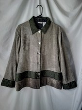 Vintage White Stag Khaki Green Embroidered Button Collared Jacket Floral L
