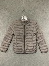Uniqlo Kids Size 9-10 Lightweight Puffer Jacket Gray Full Zip Polyester