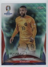 2024 Topps Chrome UEFA Euro Aqua Wave Refractor 61/199 Memphis Depay #37 5b1