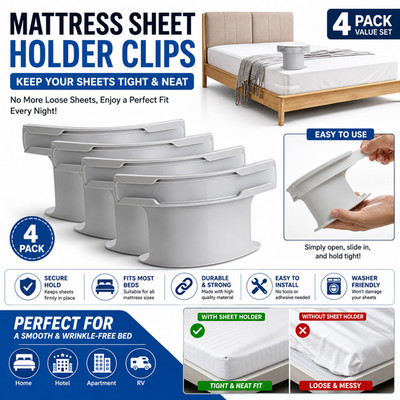 4-8pcs Heavy Duty Bed Sheet Clips | Corner Grippers for Mattress & Sheet Holders