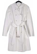 NWOT BURBERRY Classic London White Cotton Belted Trench Coat Size UK 14/US 10