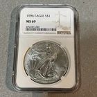 1996 $1 Silver Eagle 1 Troy oz Silver Coin NGC MS69 USA