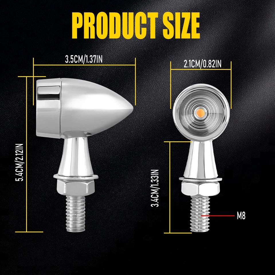 Señales de luz de giro LED AUXILIAR para motocicleta ámbar mini indicador de bala universal Foto 4 de 4