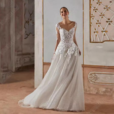 Sparkly Sweetheart Wedding Dress Long Sleeves Applique A-Line Backless Bride