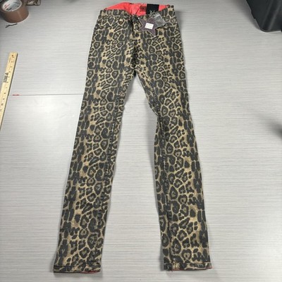 Tripp NYC Jeans Juniors 24 Reversible Leopard Red Skinny Fit Punk Goth RW9510P