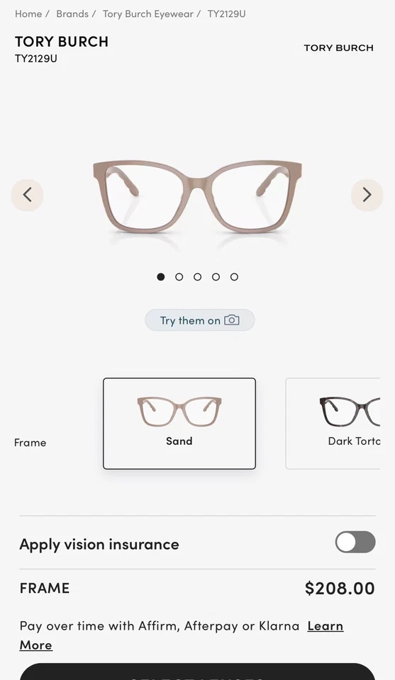 Usados en Excelente Condición - Monturas de Anteojos TORY BURCH TY2129U (Arena) SOLO Foto 2 de 4