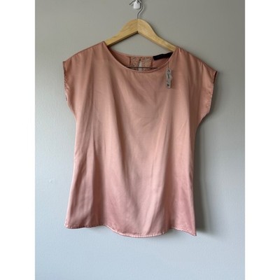 The Limited Womens Dusty Rose Satin Lace Back Cap Sleeve Blouse XS New S15-6