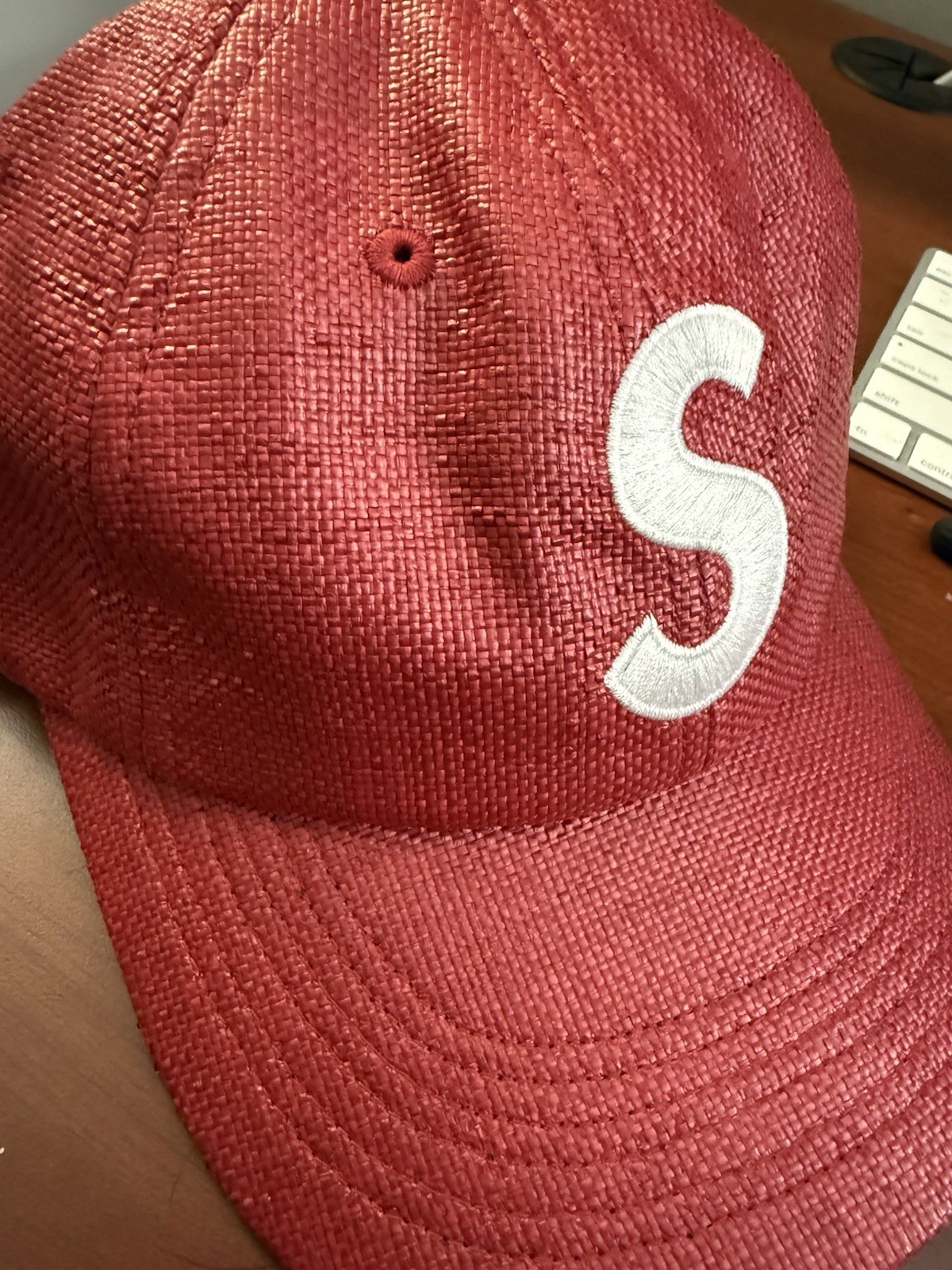Supreme Burlap Hat Red Adjustable - image 3