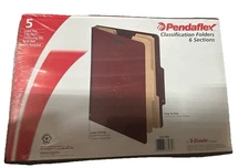 Pendaflex Six-Section Pressboard Folders Legal 2/5 Tab Red 10/Box 2257R