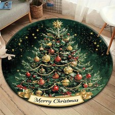1pc 800gm Crystal Velvet Christmas Tree Round Mat - Soft Absorbent Non-Slip Fla