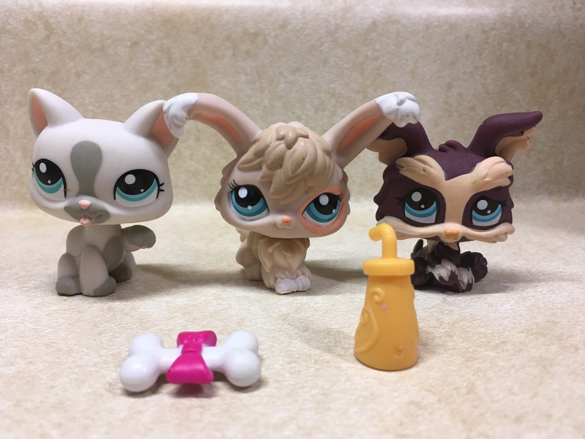 Littlest Pet Shop LPS #1471 Rabbit #1472 Cat #1473 Yorkie Dog