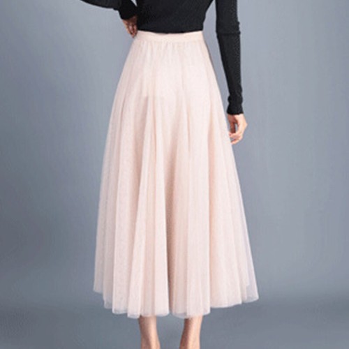 Women Elegant Mesh Tulle Layered Tutu Skirt Pleated Party Ladies Maxi Long Dress - Picture 8 of 22