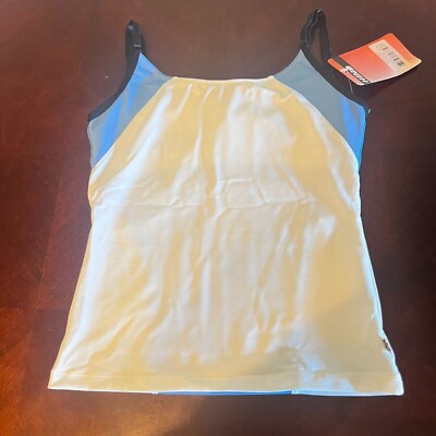 Hind Womens White & Blue Athletic Tank Top - Medium