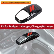 1xGear Shifter Control Knob Cover for Challenger Charger 2015+ Carbon fiber& Red