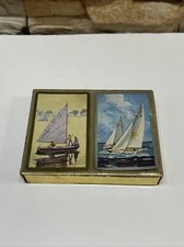 Vintage Congress 606 Pinochle Playing Cards Deck Set Sailing Sail Boat w/ Box