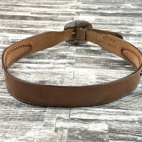 Brighton Vtg Women's sz 32 Belt 44307 Brown Leather Silver Tone Buckle Western - Picture 3 of 7