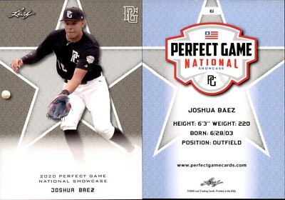 JOSHUA BAEZ 2020 LEAF PERFECT GAME NATIONAL SHOWCASE ROOKIE CARD #61